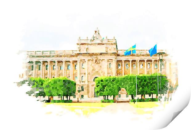 The Swedish Parliament Building Print by Wdnet Studio
