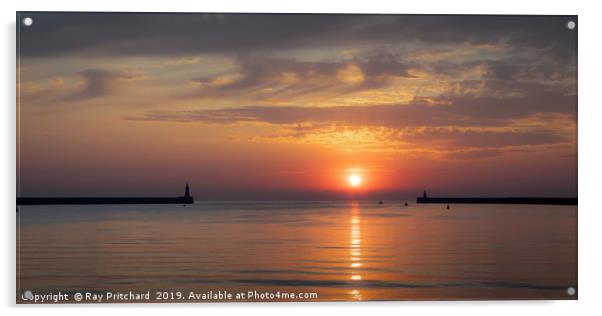 Sunrise Between the Piers Acrylic by Ray Pritchard