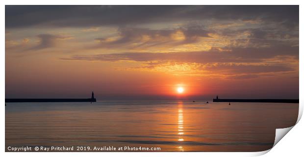 Sunrise Between the Piers Print by Ray Pritchard
