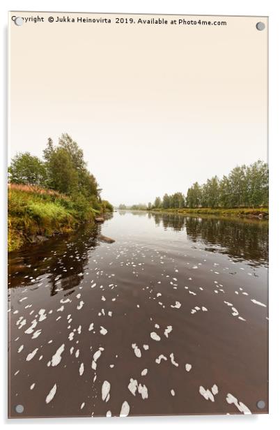 River Water On A Misty Morning Acrylic by Jukka Heinovirta