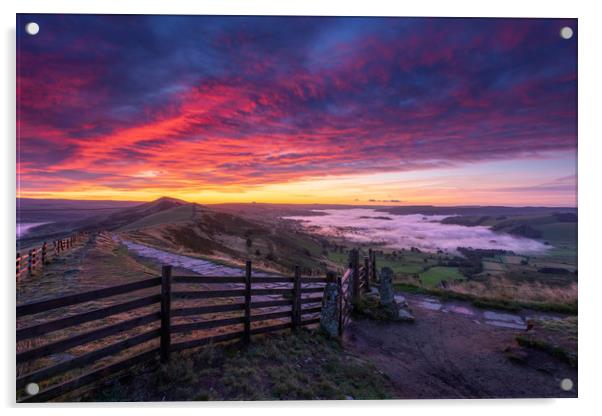 The Great Ridge summer sunrise. Acrylic by John Finney