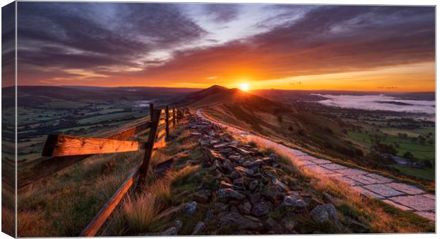 Sunrise over the Derbyshire Peak District Canvas Print by John Finney