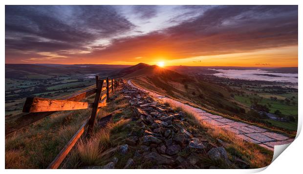 Sunrise over the Derbyshire Peak District Print by John Finney