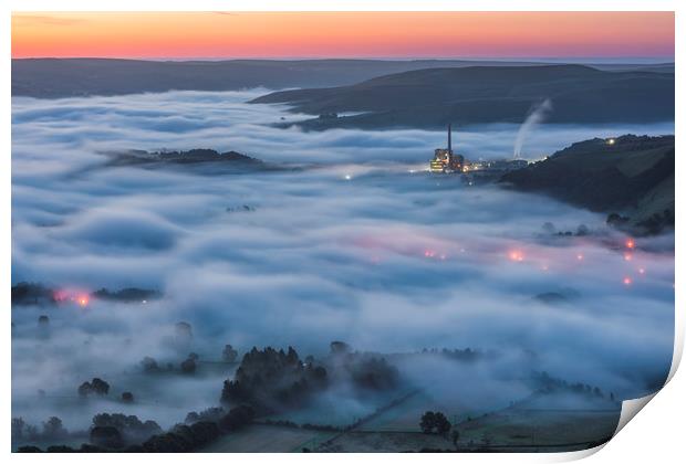 Sea of fog Derbyshire Peak District  Print by John Finney