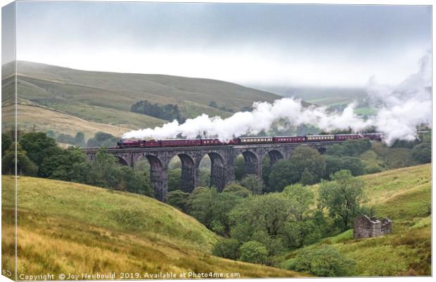 Steam Train over Dent Head Viaduct Canvas Print by Joy Newbould