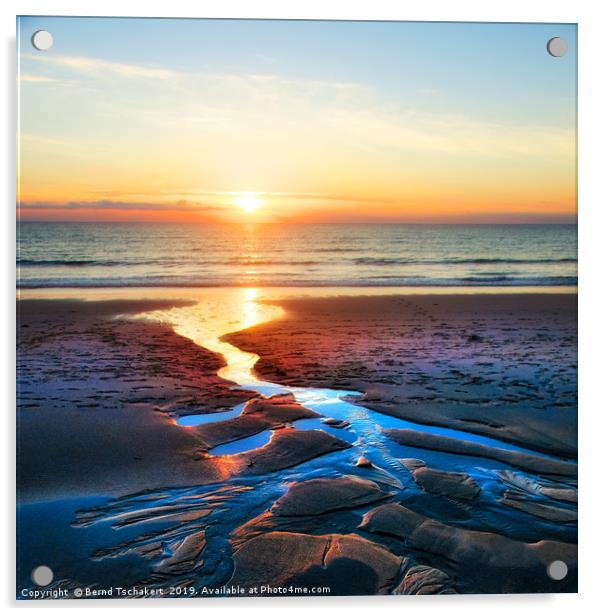Sunset beach, St. Ives, Cornwall, England, UK Acrylic by Bernd Tschakert