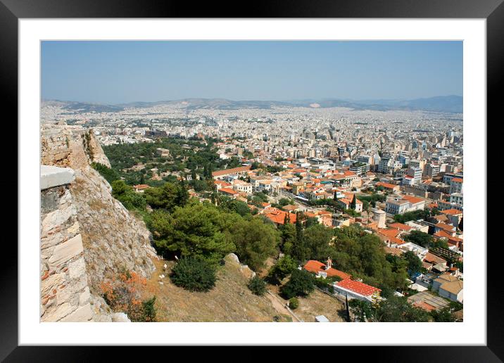 Aerial view of Athens, Greece Framed Mounted Print by M. J. Photography