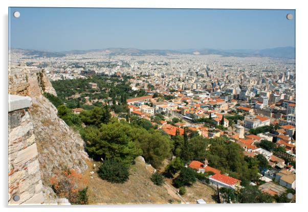 Aerial view of Athens, Greece Acrylic by M. J. Photography