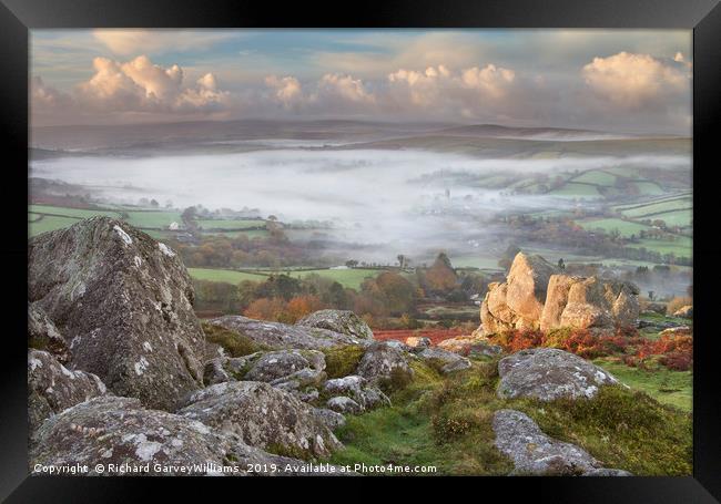 Widecombe-in-the-Moor in the Mist Framed Print by Richard GarveyWilliams