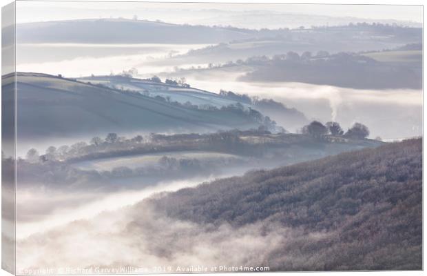 Devon Valleys in Morning Mist Canvas Print by Richard GarveyWilliams