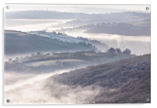 Devon Valleys in Morning Mist Acrylic by Richard GarveyWilliams
