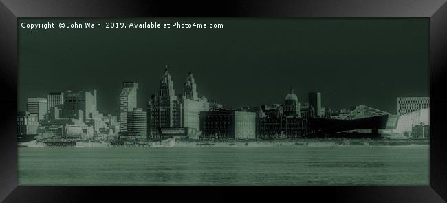 Liverpool Waterfront Skyline (Digital Art) Framed Print by John Wain