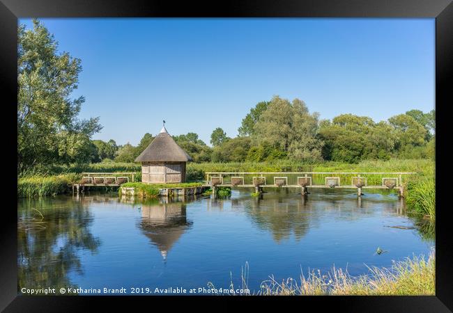 Fishing hut and eel traps at the River Tes Framed Print by KB Photo