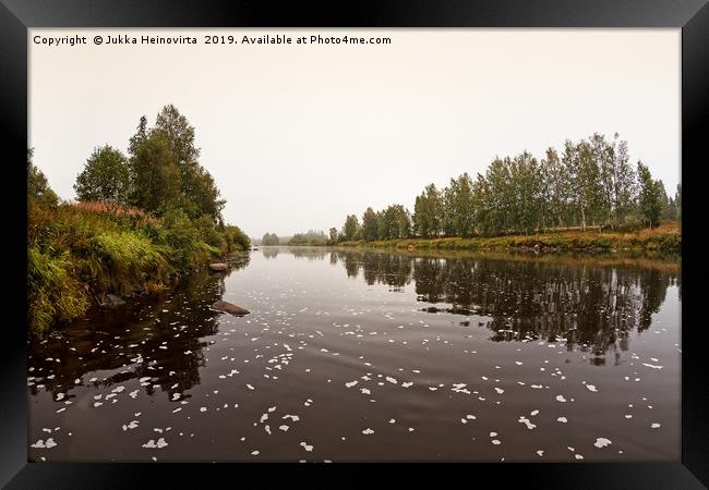 Foggy Morning On The River Framed Print by Jukka Heinovirta