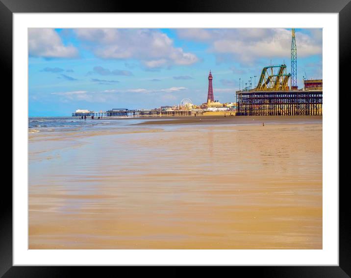 Blackpool beach Framed Mounted Print by Victor Burnside
