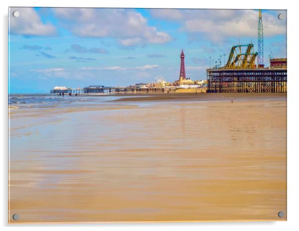 Blackpool beach Acrylic by Victor Burnside