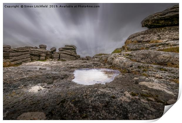 Dartmoor National Park Combstone Tor Print by Simon Litchfield