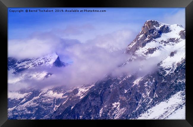 Cloudy Tennen mountains in Winter, Austria Framed Print by Bernd Tschakert