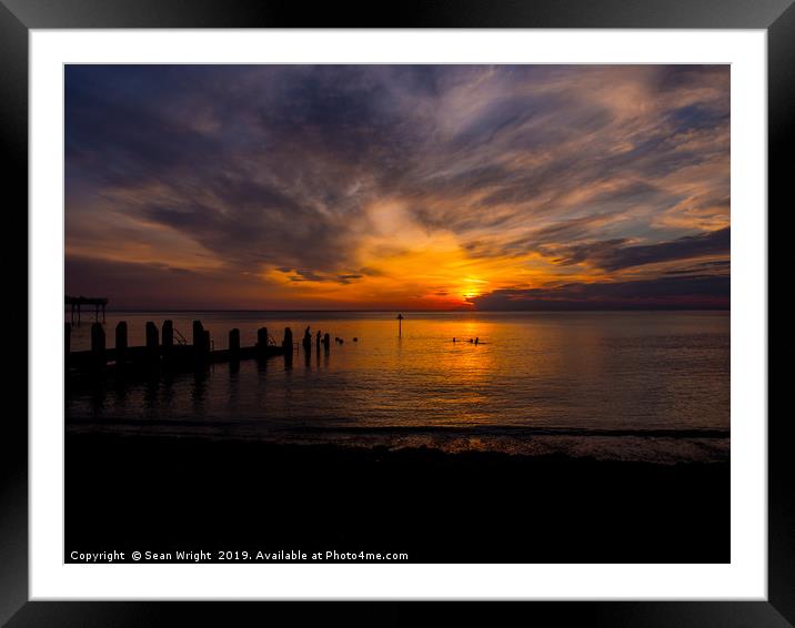 Sunset Aberystwyth Beach Framed Mounted Print by Sean Wright