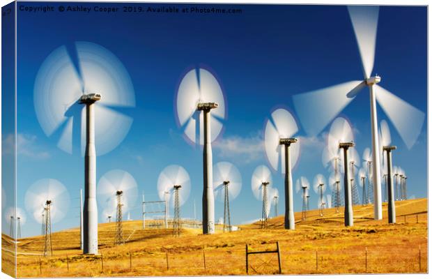 Wind turbines in California. Canvas Print by Ashley Cooper