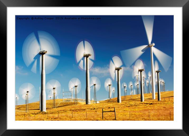 Wind turbines in California. Framed Mounted Print by Ashley Cooper