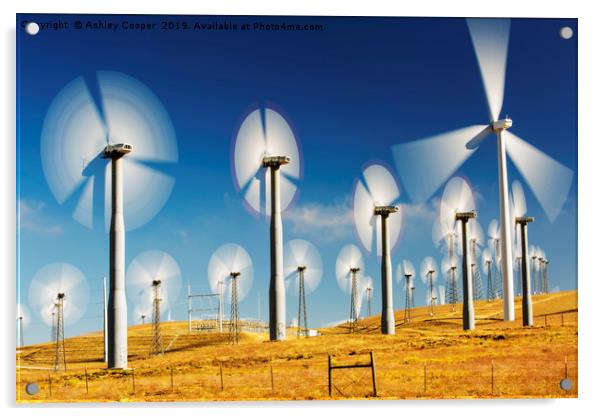 Wind turbines in California. Acrylic by Ashley Cooper