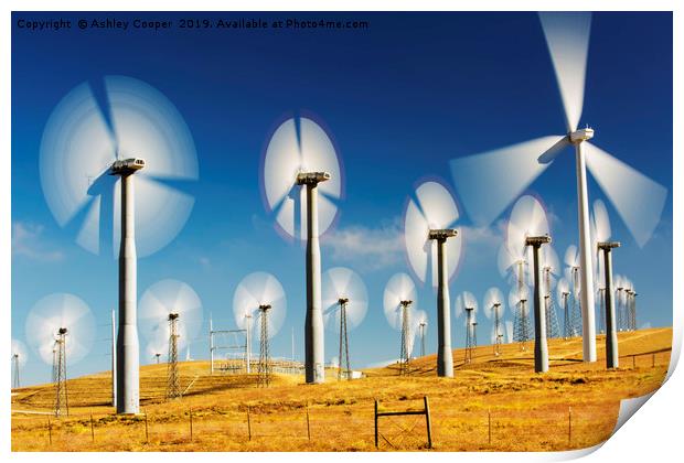 Wind turbines in California. Print by Ashley Cooper