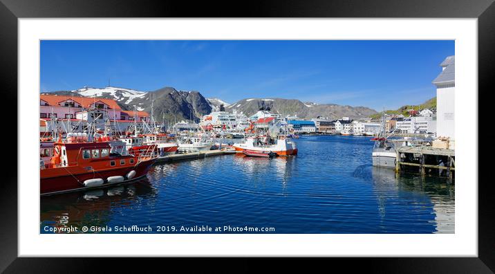 The Colourful Harbour of Honningsvag Framed Mounted Print by Gisela Scheffbuch