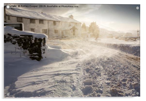 The Kirkstone Pass Inn, plastered in fresh snow  Acrylic by Ashley Cooper