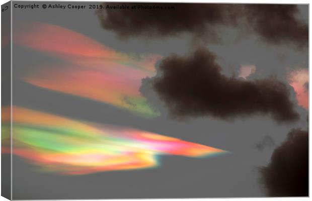 Nacreous cloud sunset. Canvas Print by Ashley Cooper
