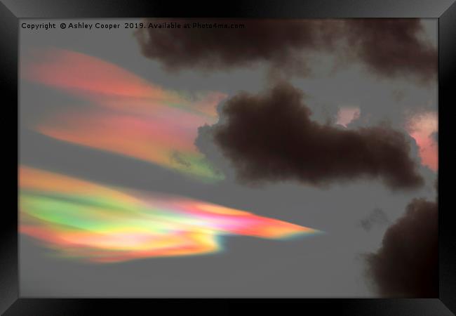 Nacreous cloud sunset. Framed Print by Ashley Cooper