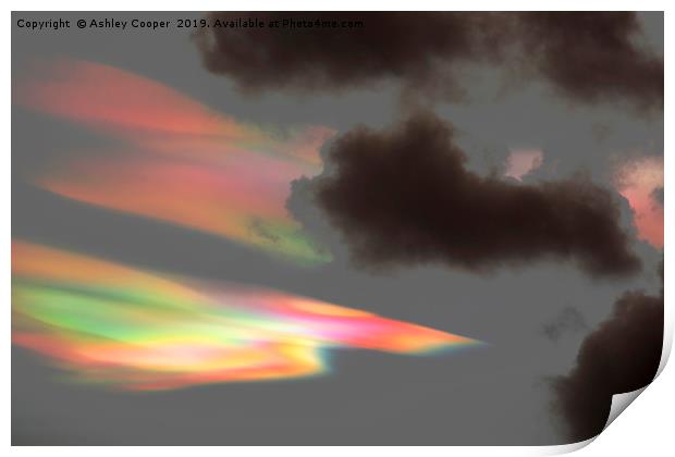 Nacreous cloud sunset. Print by Ashley Cooper