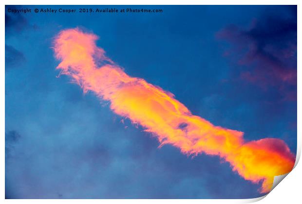 Finger cloud sunset. Print by Ashley Cooper