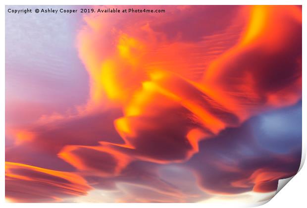 Dawn clouds Print by Ashley Cooper