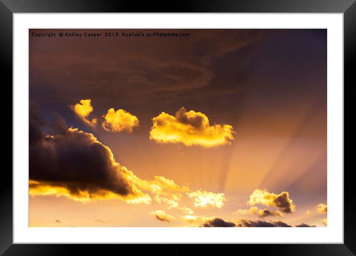Sunset clouds. Framed Mounted Print by Ashley Cooper