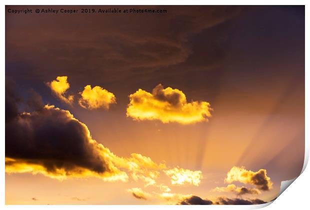 Sunset clouds. Print by Ashley Cooper