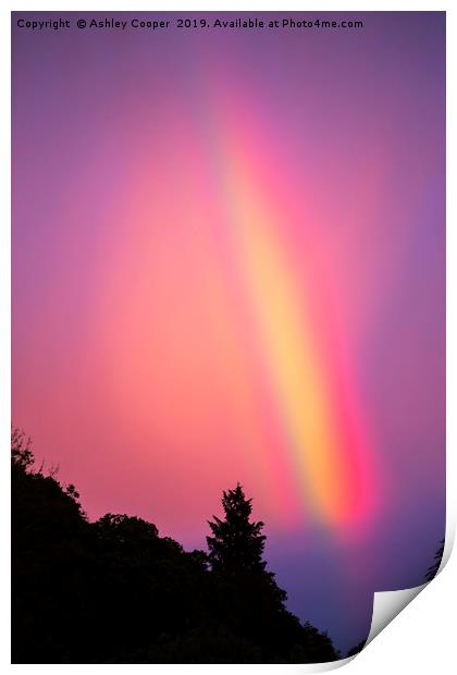 Rainbow at sunset Print by Ashley Cooper