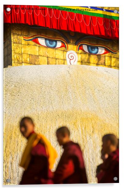 The Boudanath Stupa, Kathmandu, Nepal. Acrylic by Ashley Cooper