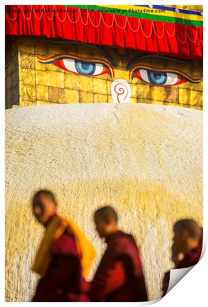 The Boudanath Stupa, Kathmandu, Nepal. Print by Ashley Cooper