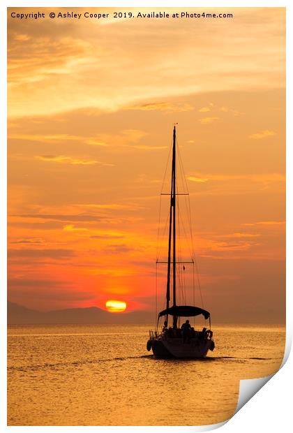 Sailing into sunset. Print by Ashley Cooper