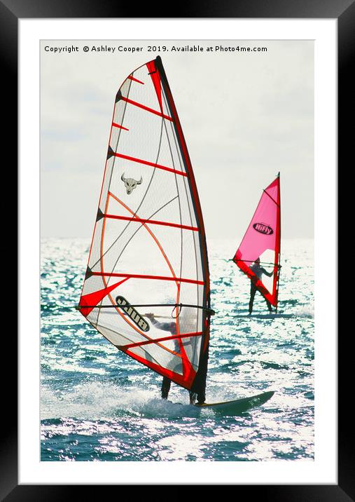 Windsurfer. Framed Mounted Print by Ashley Cooper