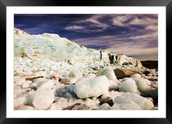 Collapsing glacier. Framed Mounted Print by Ashley Cooper