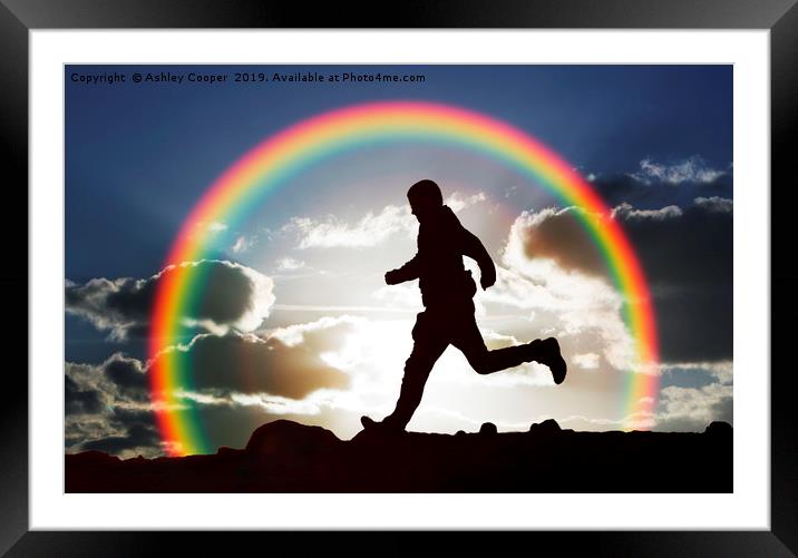 Rainbow runner. Framed Mounted Print by Ashley Cooper