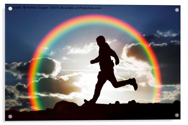 Rainbow runner. Acrylic by Ashley Cooper