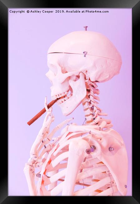 Skeleton smoker. Framed Print by Ashley Cooper