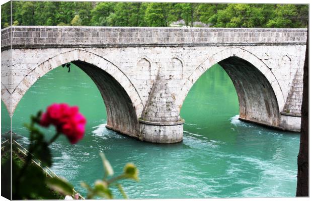 Famous bridge od the river Drina in Visegrad Canvas Print by M. J. Photography