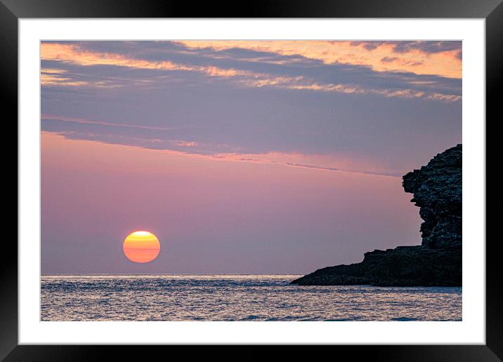 Tranquil Summer Sunset at Portreath Framed Mounted Print by Malcolm McHugh