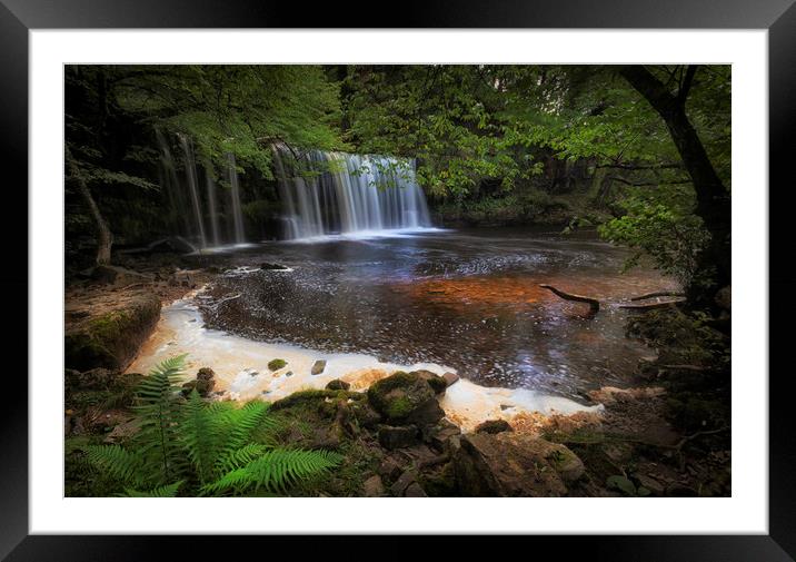 Sgwd Ddwli Isaf waterfall South Wales Framed Mounted Print by Leighton Collins