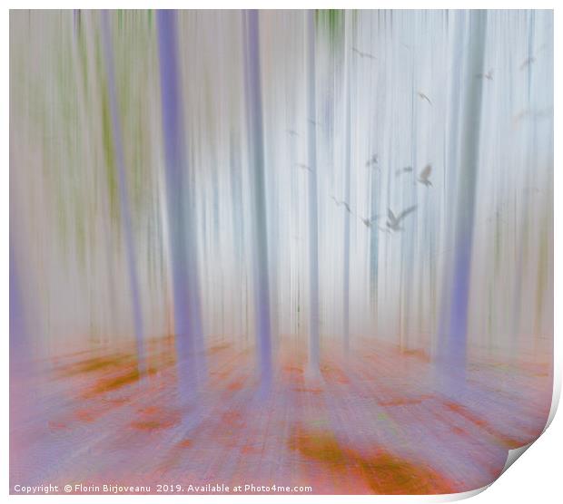 Moving Forest Light Print by Florin Birjoveanu