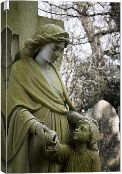 Angel and Child Headstone Canvas Print by Pam Martin